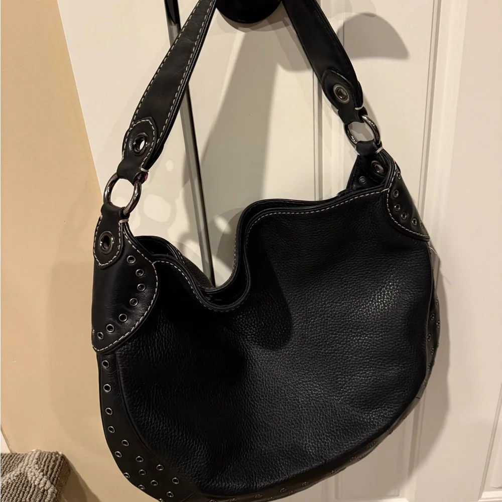 Stylish Black Leather Hobo Bag